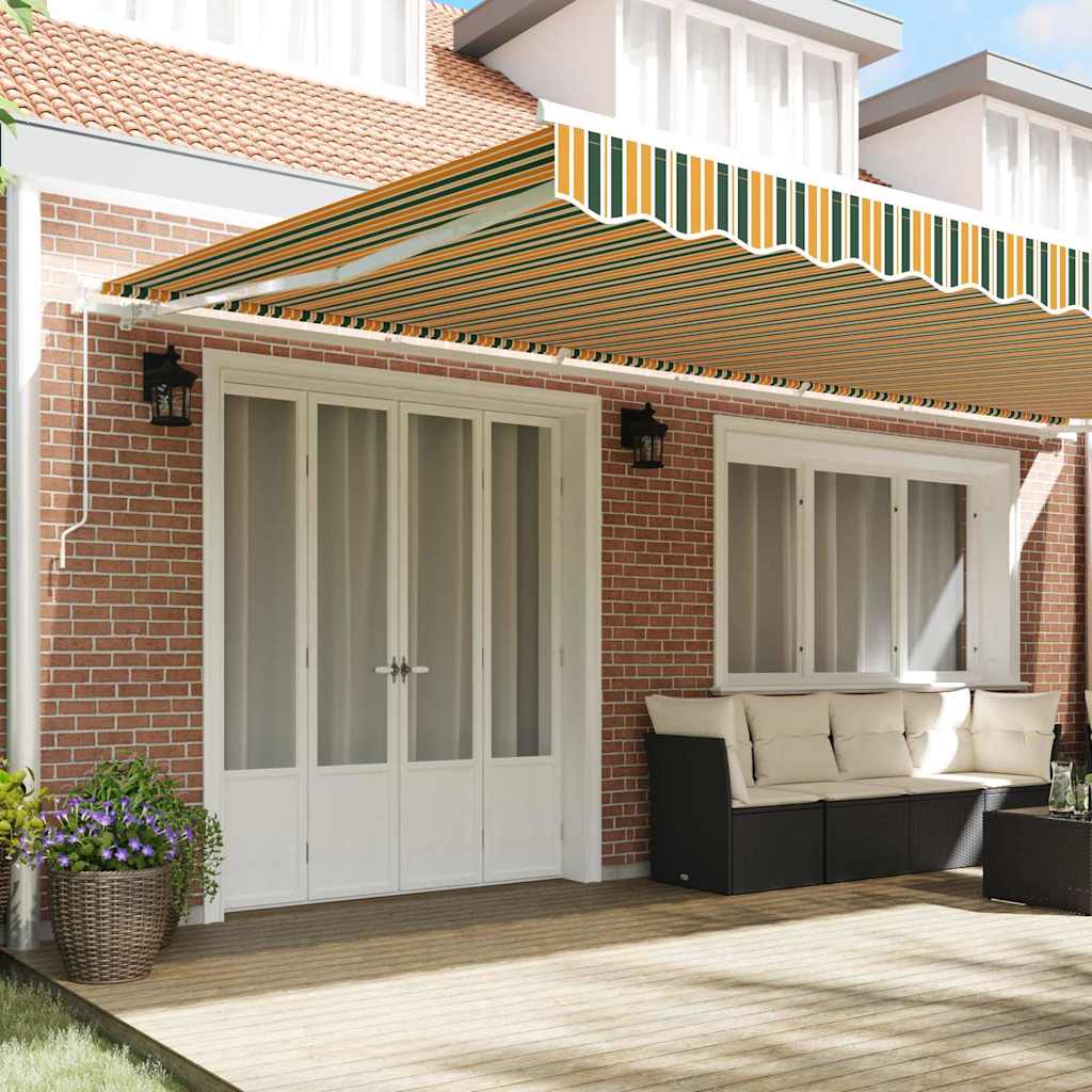 Skrovita tenda Šareni 600 × 350 cm Poliester i aluminij
