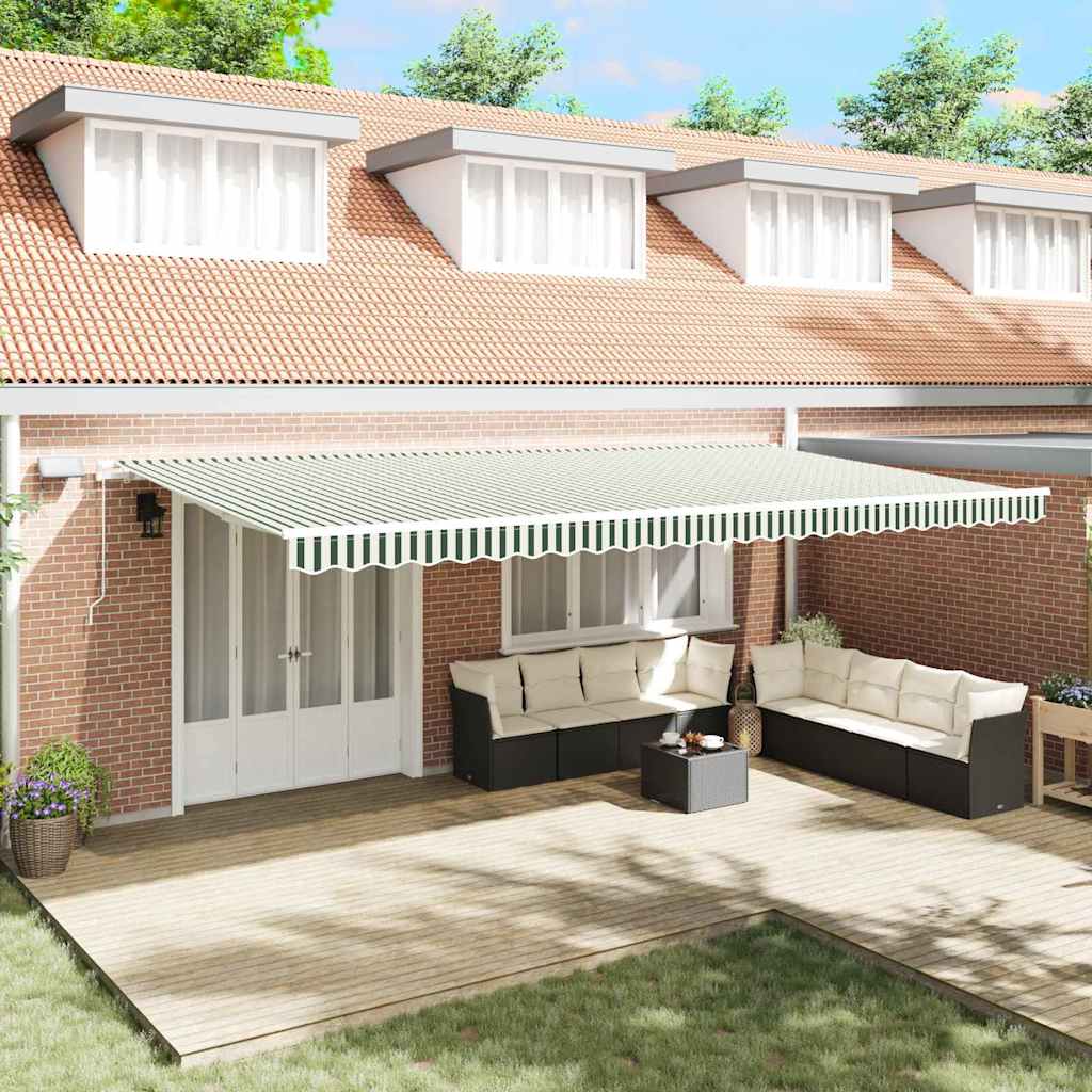 Povlačivi tende Zelena i bijela 600 × 350 cm Tkanina i Aluminij