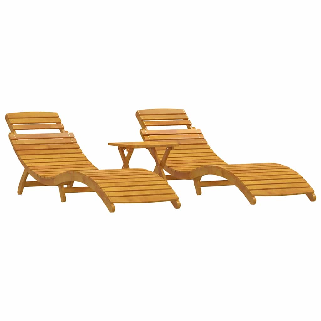 Ležaljka za sunčanje 3 pcs Smeđa Čvrsto drvo akacije