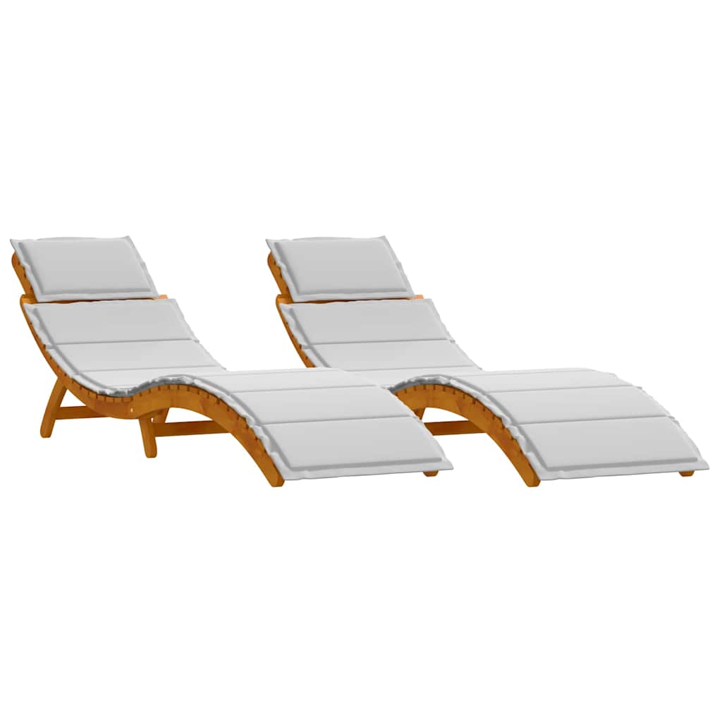 Ležaljka za sunčanje 2 pcs Svijetlo siva Čvrsto drvo akacije