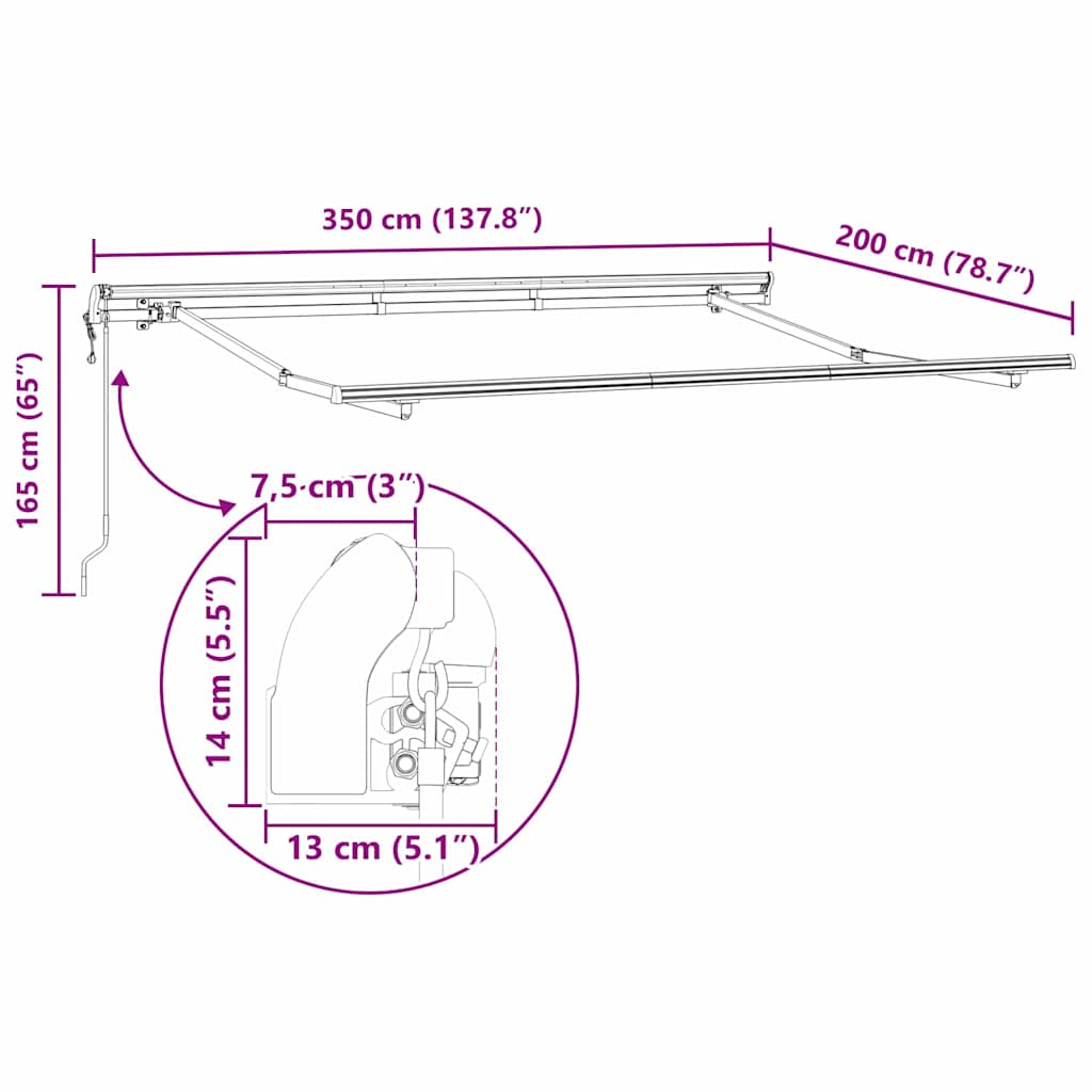 Okvir tende Antracit 3,5 x 2 m Metal