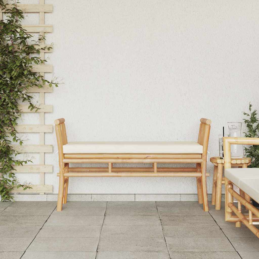 Vrtna klupa s jastukom Smeđa 110 x 38 x 65cm bambus