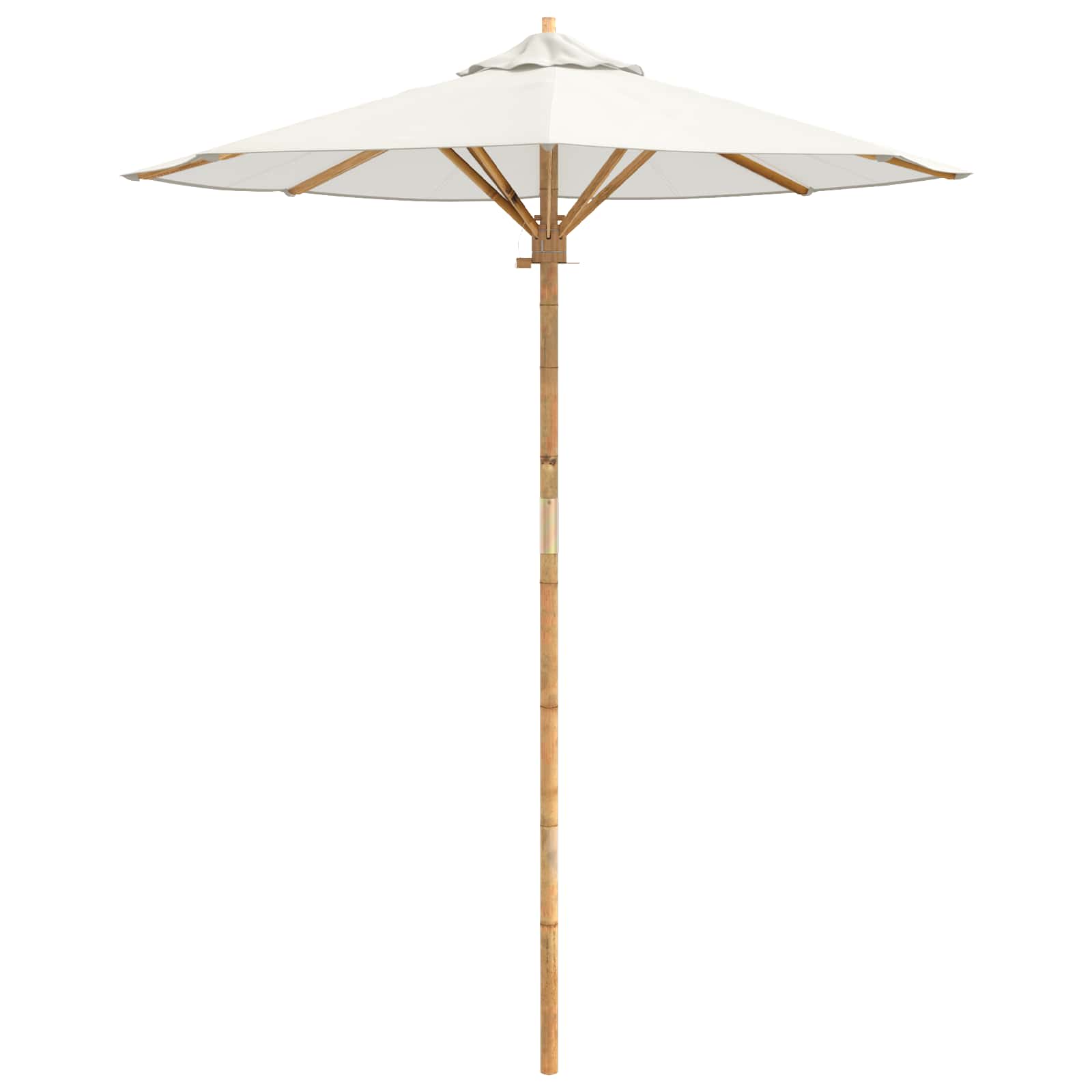 Vrtni suncobran Krem bijela Ø 180 x 230 cm bambus