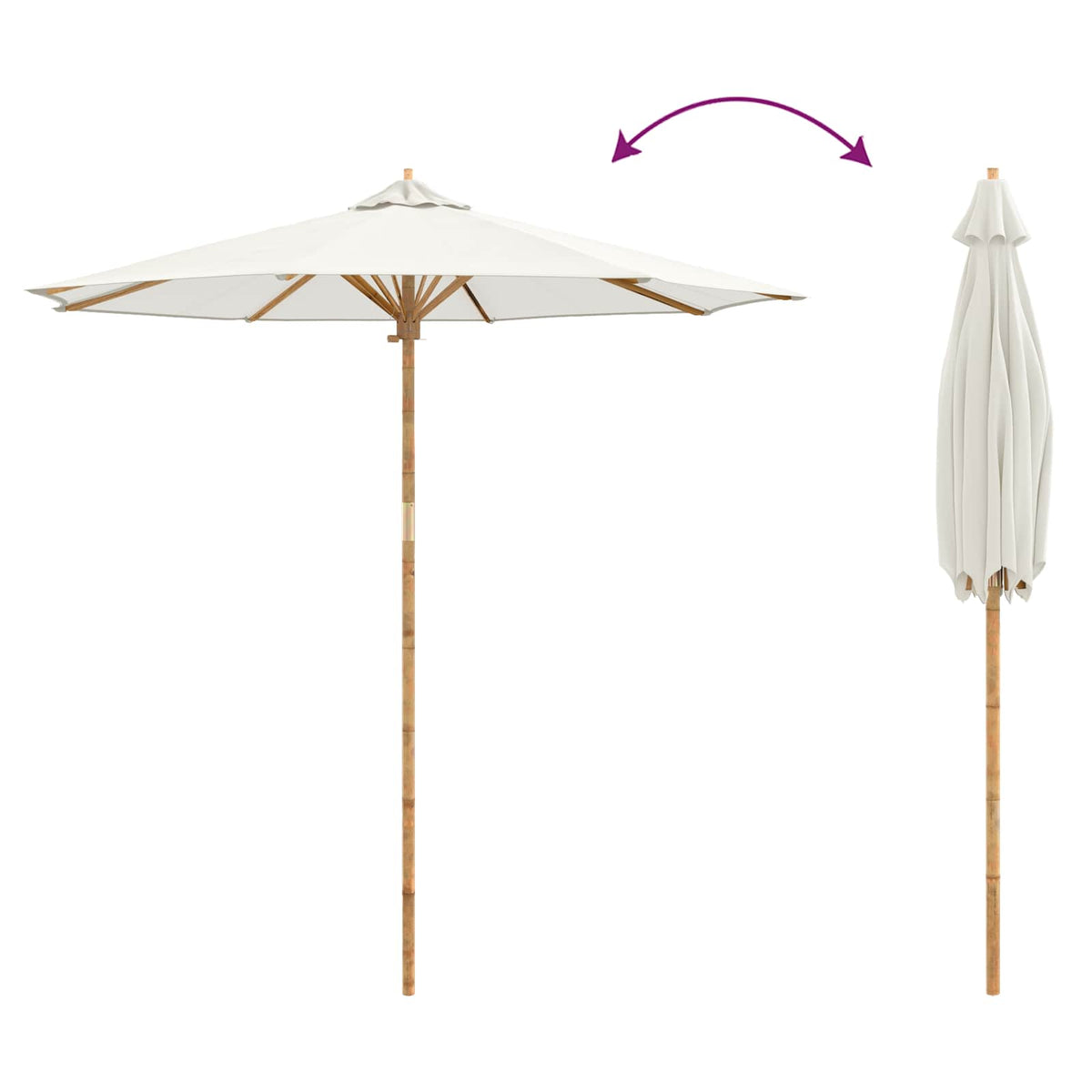 Vrtni suncobran Krem bijela Ø 240 x 260 cm bambus
