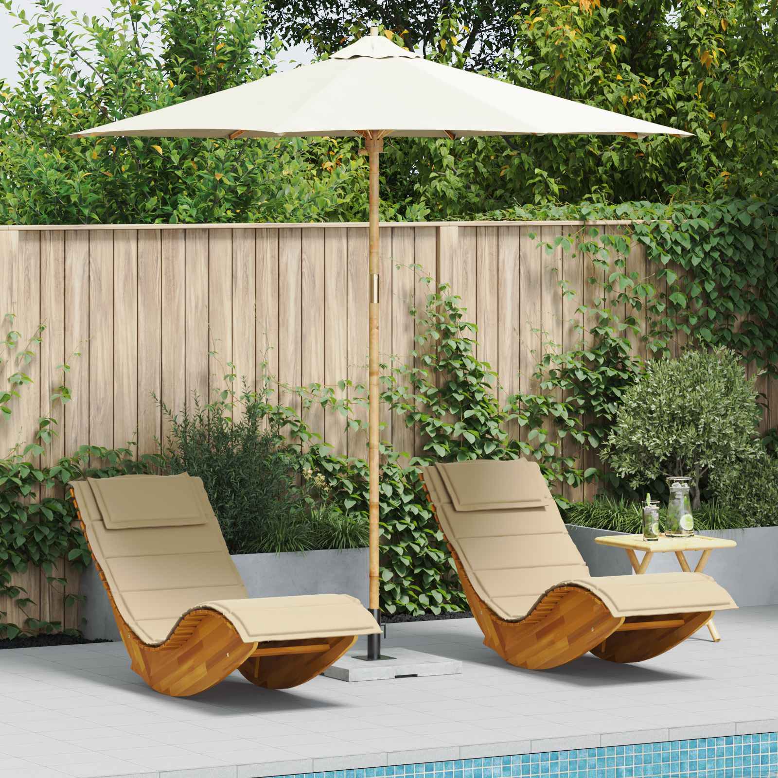 Vrtni suncobran Krem bijela Ø 270 x 260 cm bambus