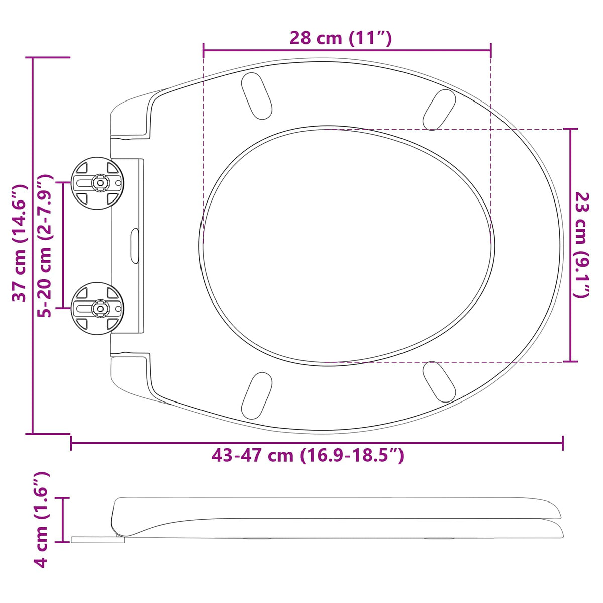 WC daska Antracit 47 x 37 x 4 cm Duroplast