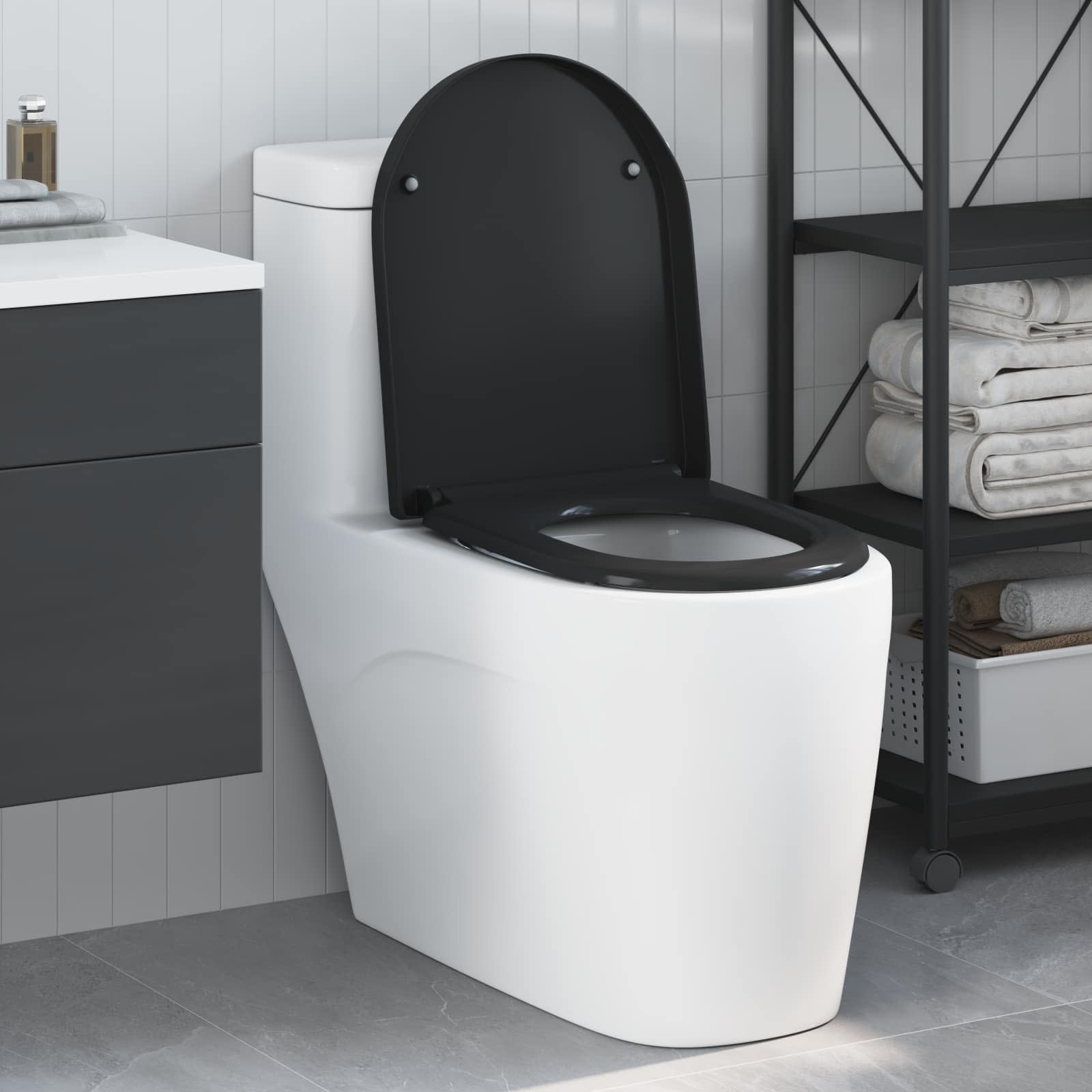 WC daska Crna 49 x 36 x 4 cm Duroplast