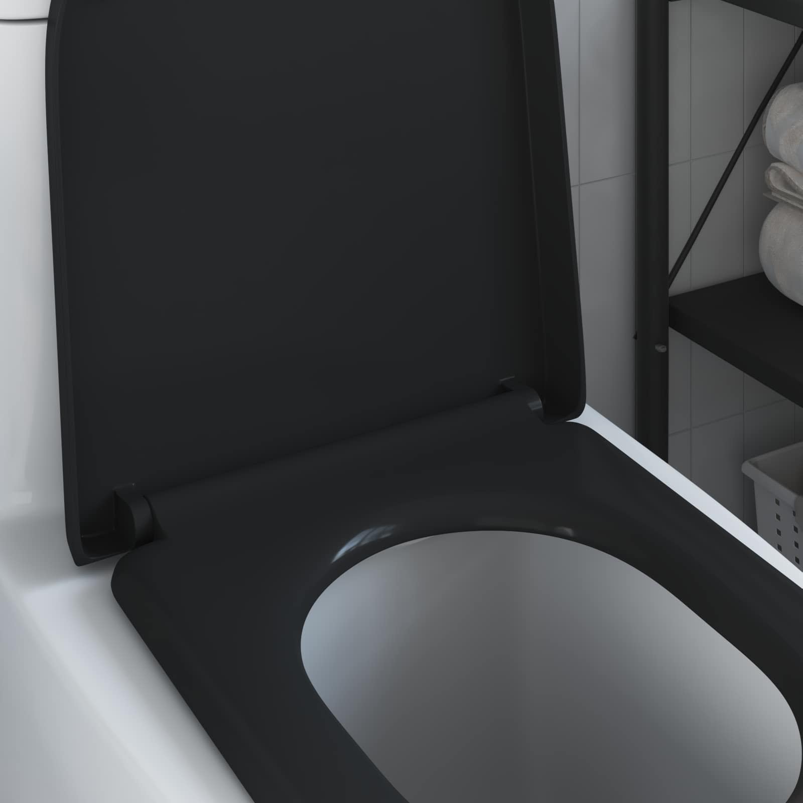 WC daska Crna 49 x 36 x 4 cm Duroplast