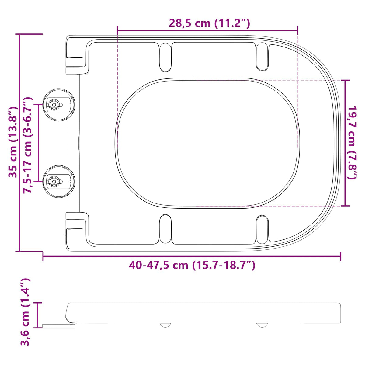WC daska Siva 47,5 x 35 x 3,6 cm Duroplast