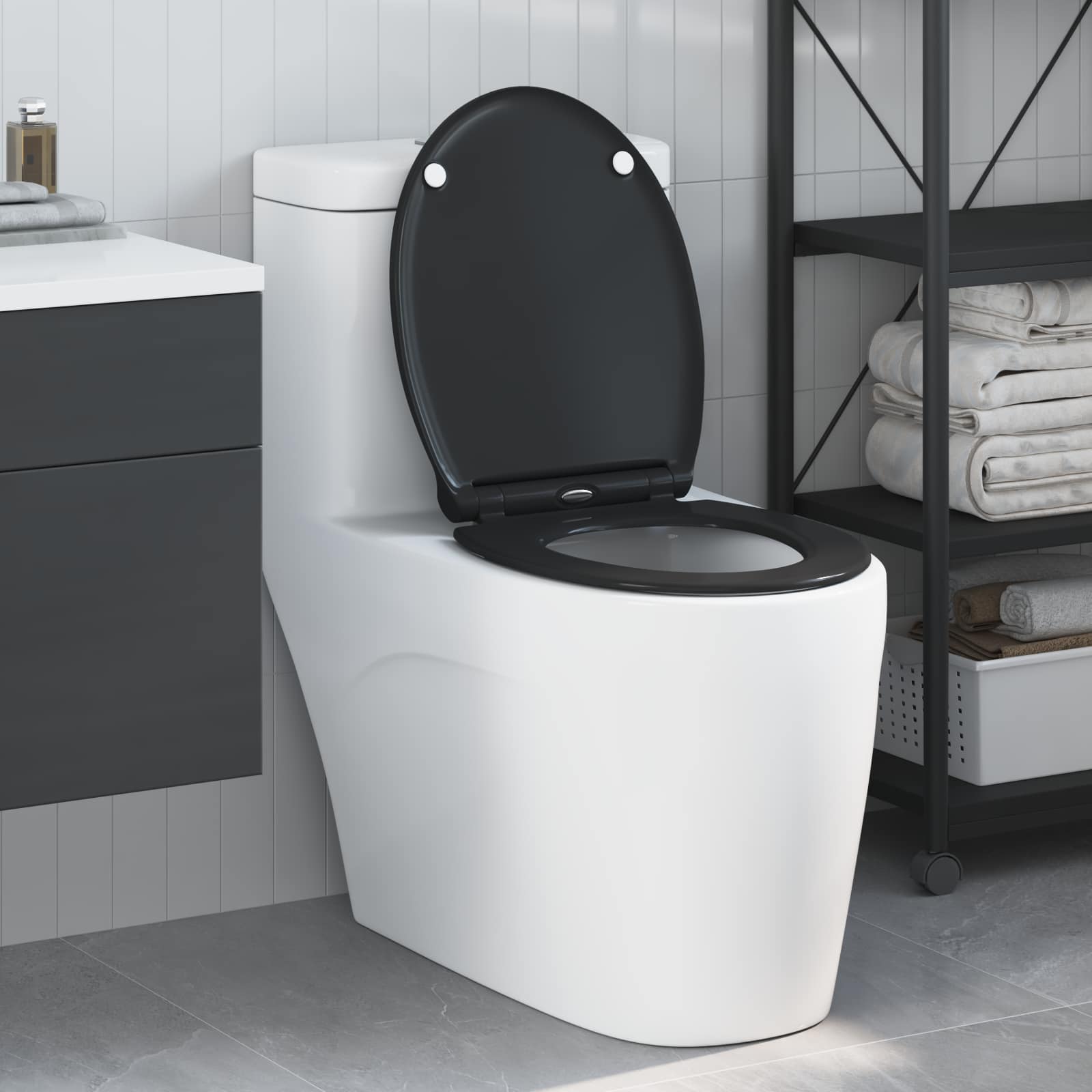 WC daska Crna 47 x 37,5 x 3,8 cm Duroplast