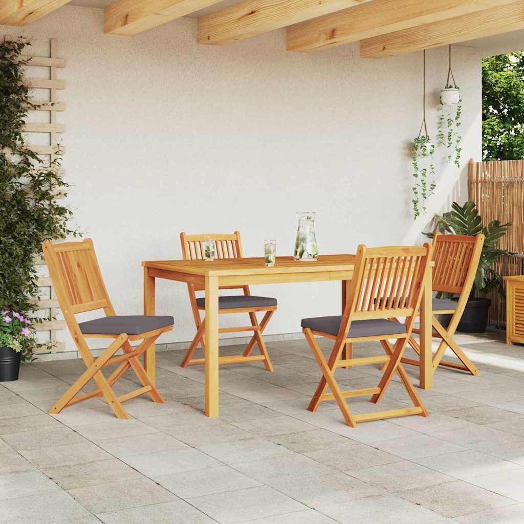 Sklopiva stolica s jastukom 4 pcs Siva 49 x 57,5 x 92 cm