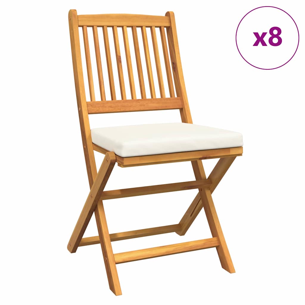 Sklopiva stolica s jastukom 8 pcs Bijelo 49 x 57,5 x 92 cm