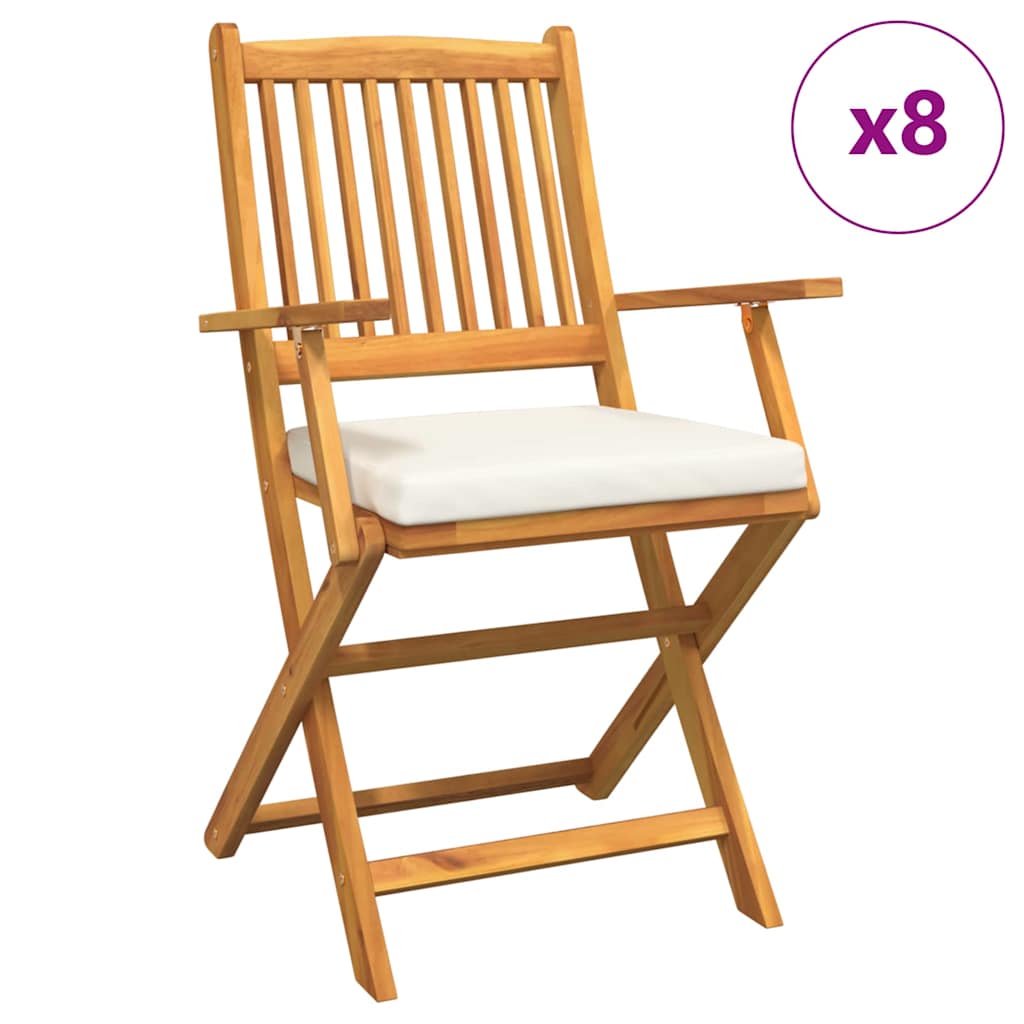 Sklopiva stolica s jastukom 8 pcs Bijelo 49 x 57,5 x 92 cm
