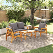 Bistro set s jastukom 4 pcs Smeđa Čvrsto drvo akacije