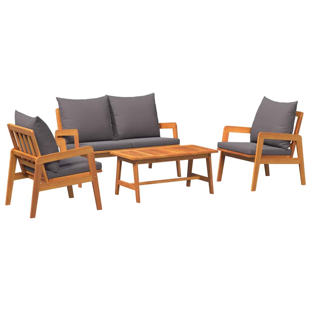 Bistro set s jastukom 4 pcs Smeđa Čvrsto drvo akacije