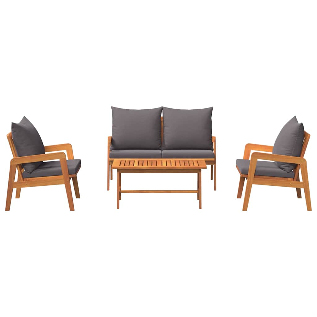 Bistro set s jastukom 4 pcs Smeđa Čvrsto drvo akacije