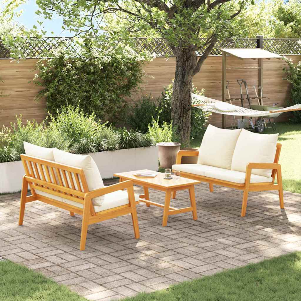 Bistro set s jastukom 3 pcs Smeđa Čvrsto drvo akacije