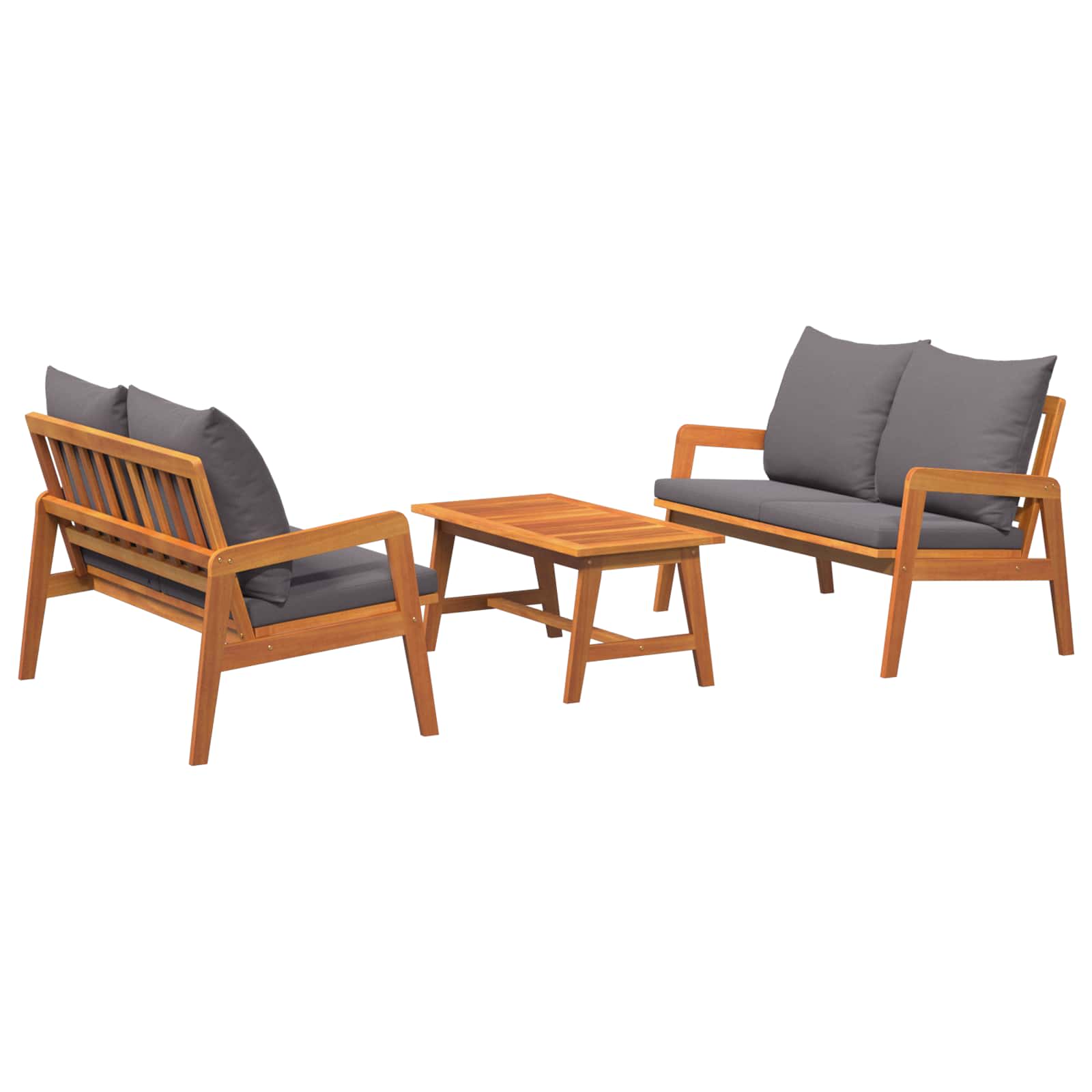 Bistro set s jastukom 3 pcs Smeđa Čvrsto drvo akacije