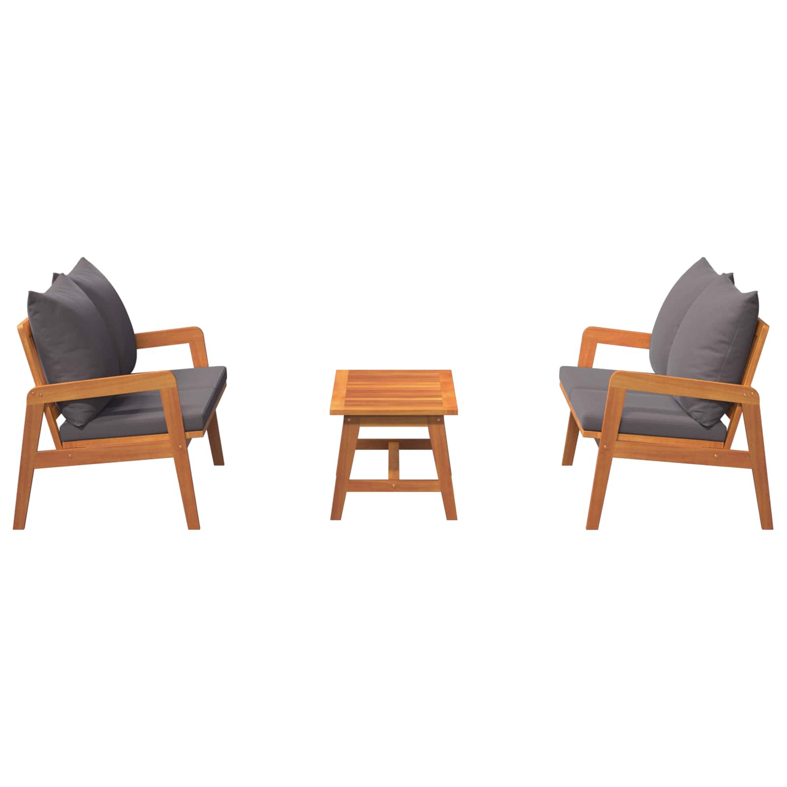 Bistro set s jastukom 3 pcs Smeđa Čvrsto drvo akacije