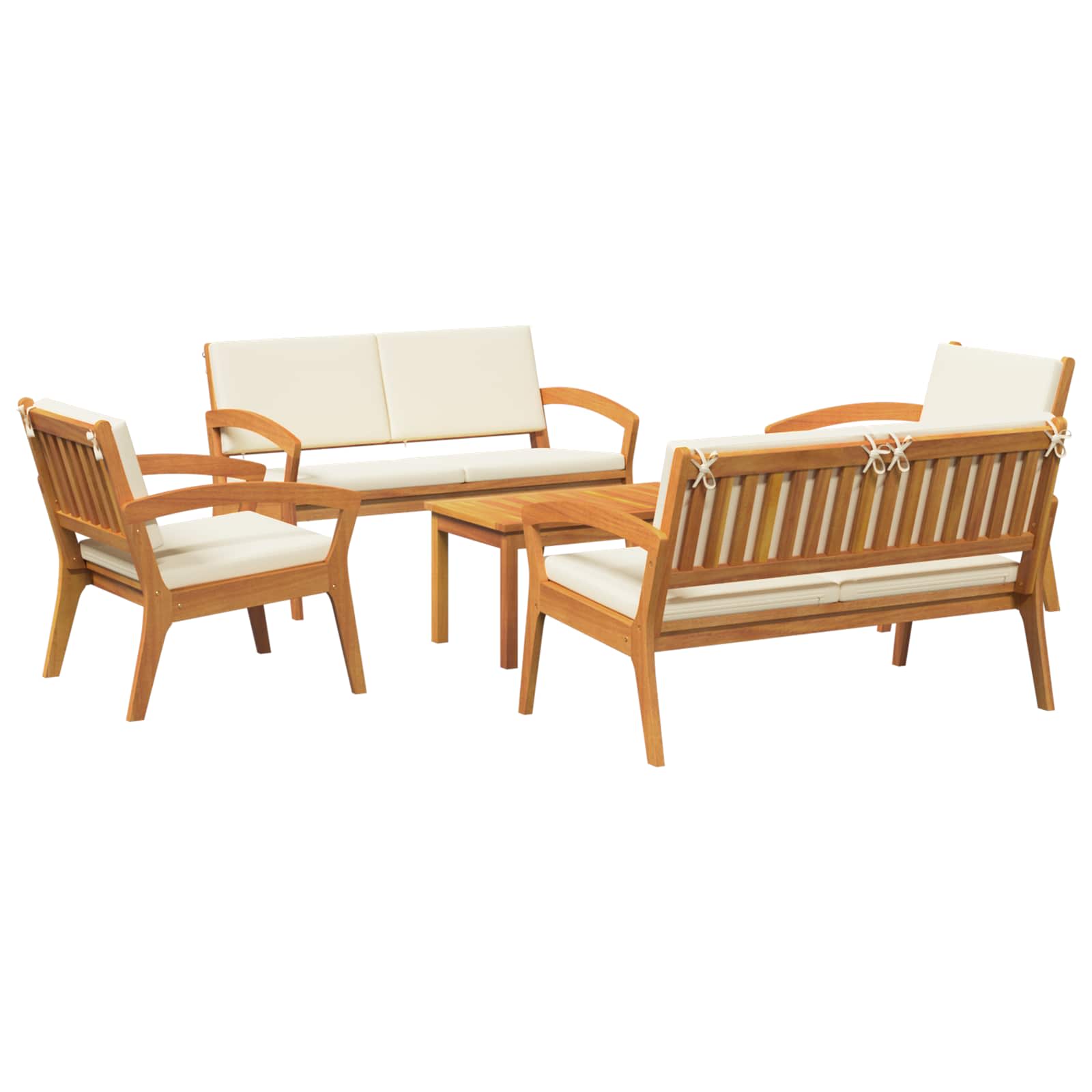 Bistro set s jastukom 5 pcs Smeđa Poliester