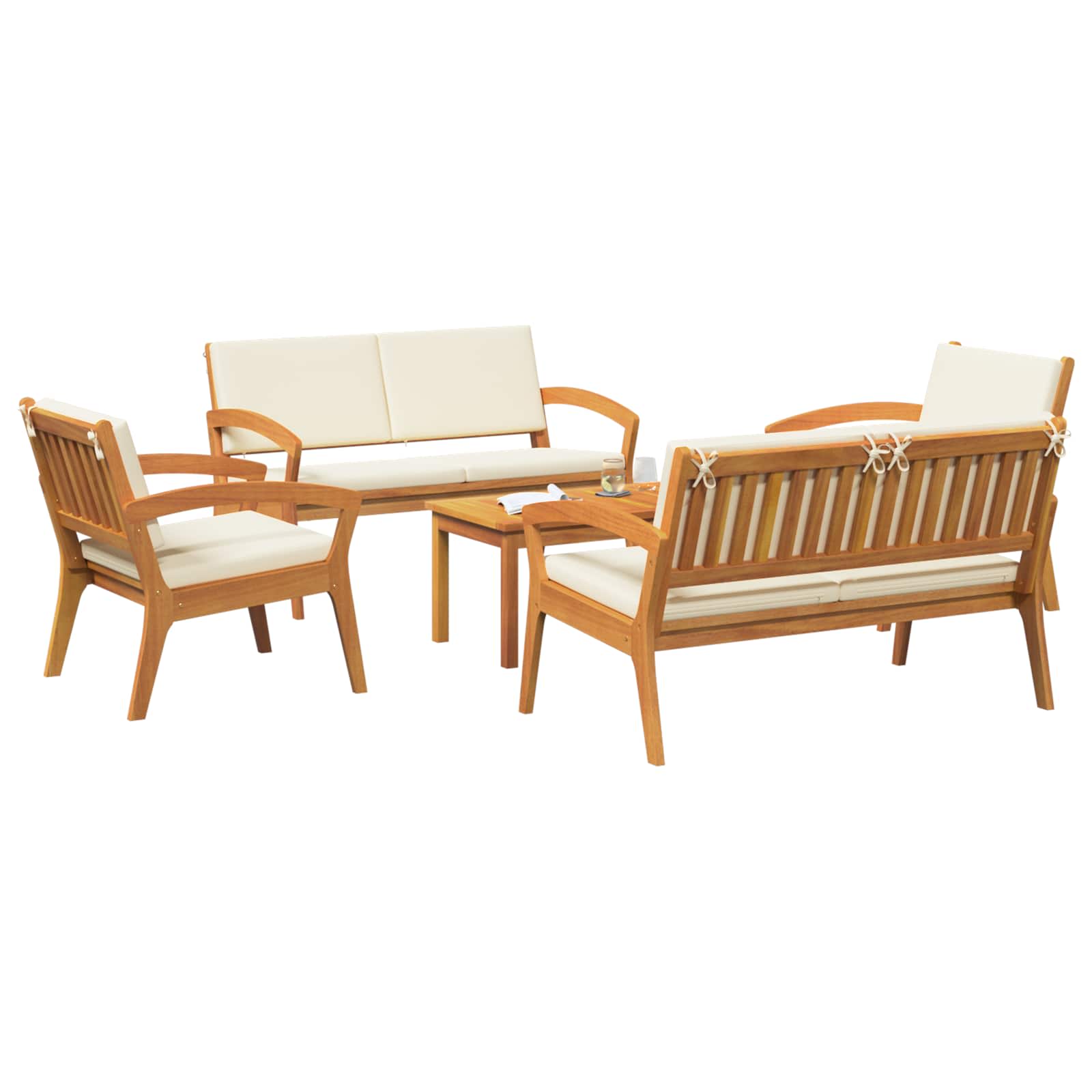 Bistro set s jastukom 5 pcs Smeđa Poliester