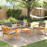 Bistro set s jastukom 5 pcs Smeđa Poliester