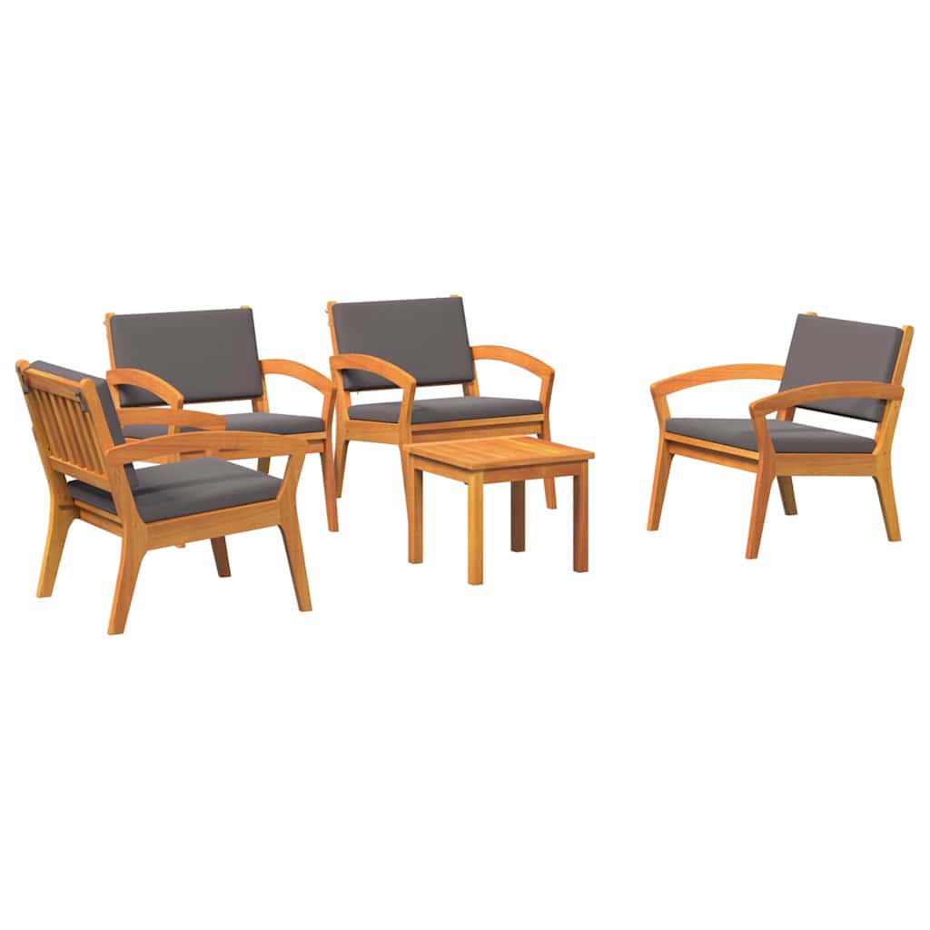 Bistro set s jastukom 5 pcs Smeđa Poliester