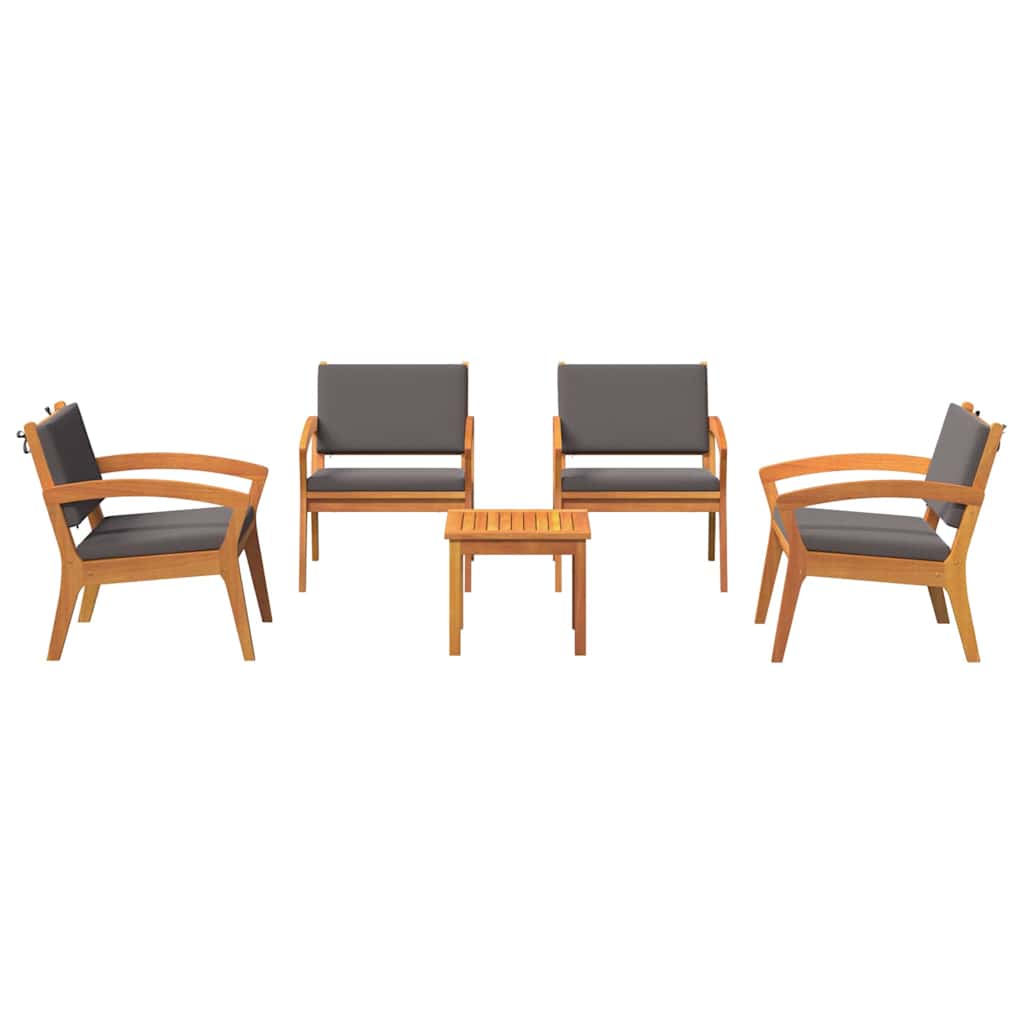 Bistro set s jastukom 5 pcs Smeđa Poliester