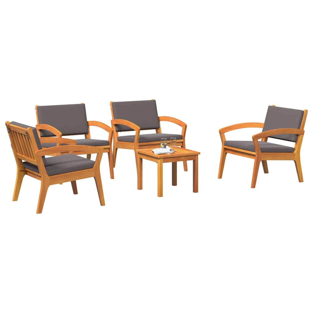 Bistro set s jastukom 5 pcs Smeđa Poliester