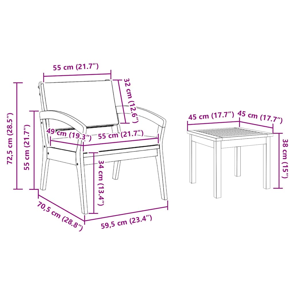 Bistro set s jastukom 5 pcs Smeđa Poliester