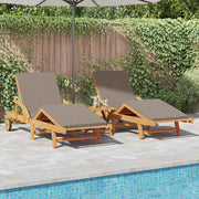 Ležaljka 2 pcs Sivo-smeđa 200 x 67 x 84 cm Čvrsto drvo akacije