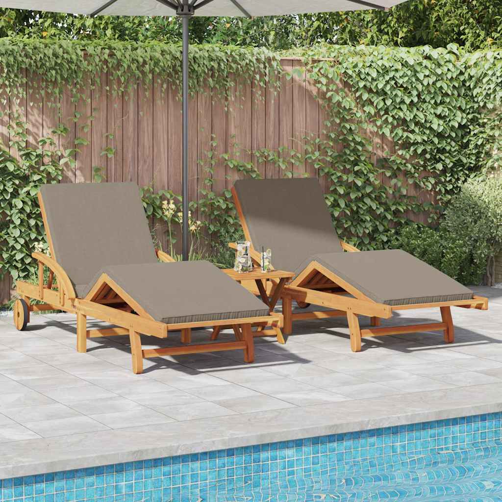 Ležaljka 2 pcs Sivo-smeđa 200 x 67 x 84 cm Čvrsto drvo akacije
