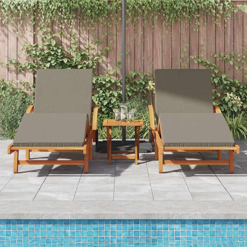 Ležaljka 2 pcs Sivo-smeđa 200 x 67 x 84 cm Čvrsto drvo akacije