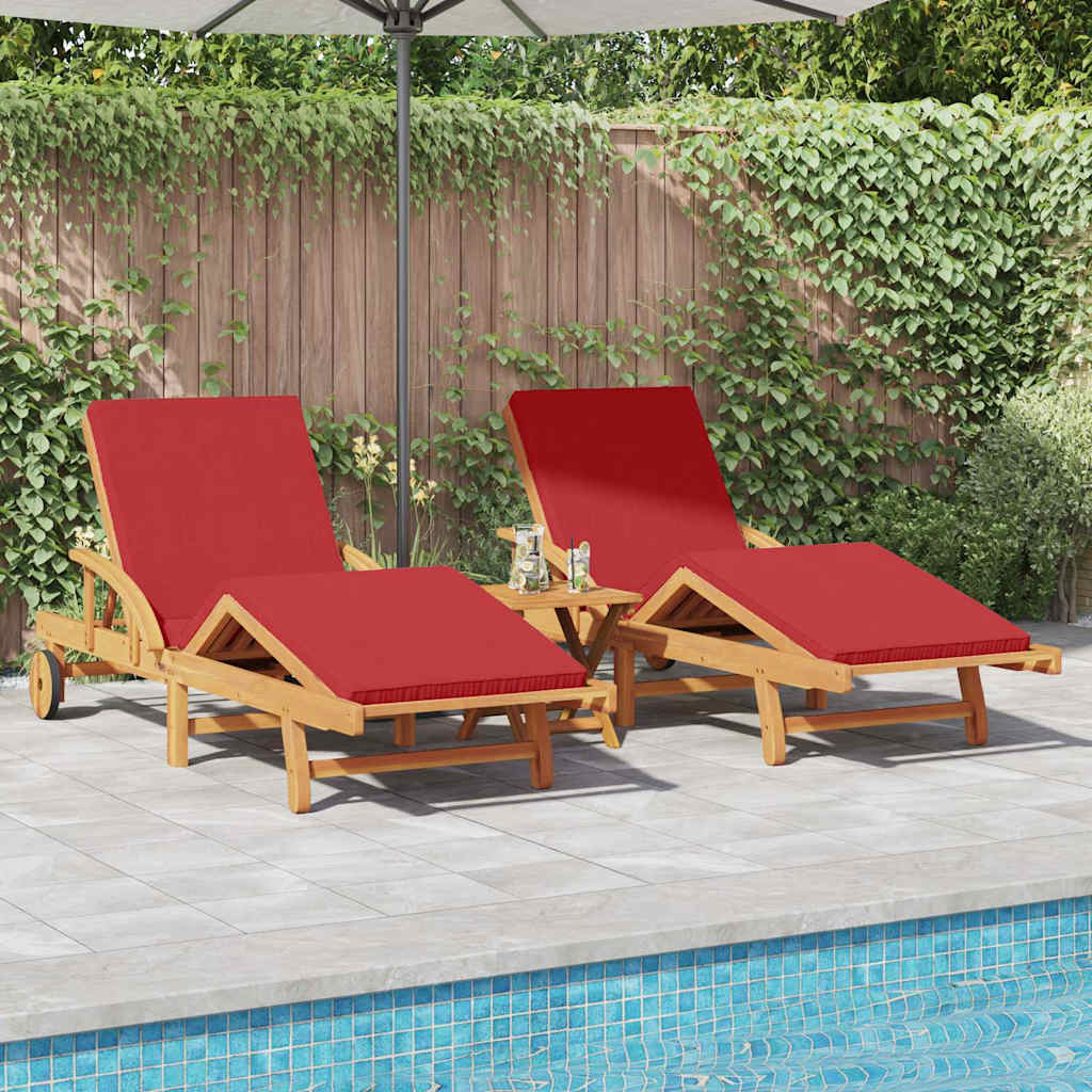 Ležaljka 2 pcs Crvena 200 x 67 x 84 cm Čvrsto drvo akacije