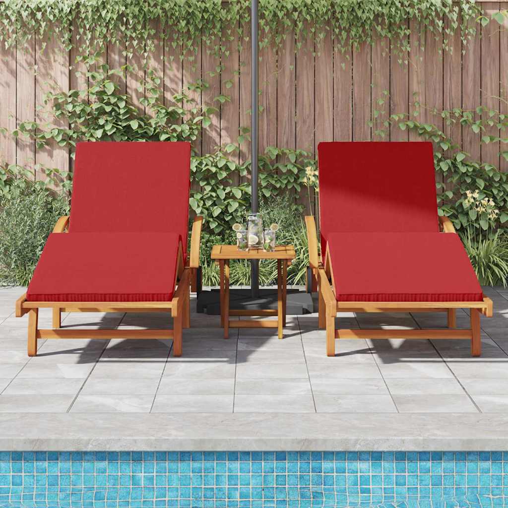 Ležaljka 3 pcs Crvena 200 x 67 x 84 cm Čvrsto drvo akacije