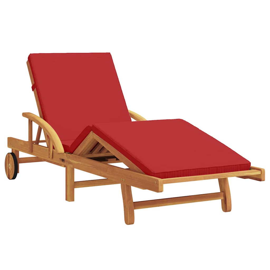 Ležaljka 3 pcs Crvena 200 x 67 x 84 cm Čvrsto drvo akacije