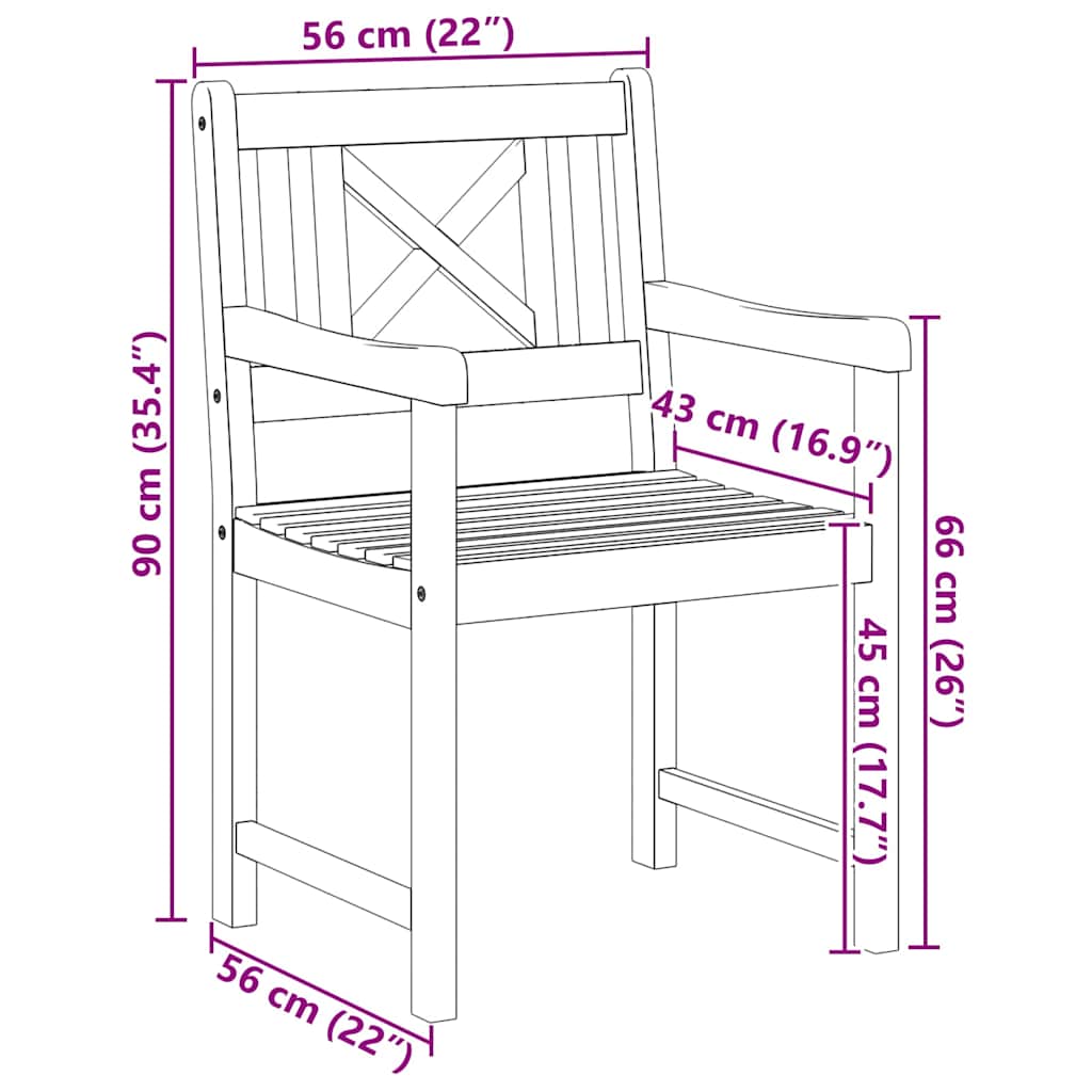 Vanjska klupa 6 pcs Prirodna 56 x 55,5 x 90 cm