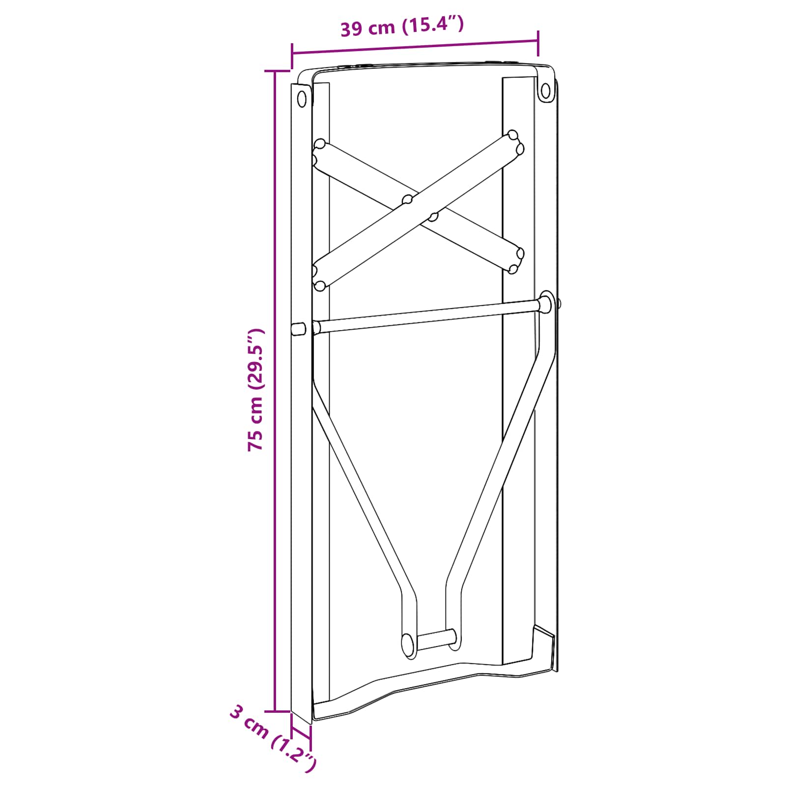 Noga za Pivski Stol 2 pcs Crna 39 x 3 x 75 cm