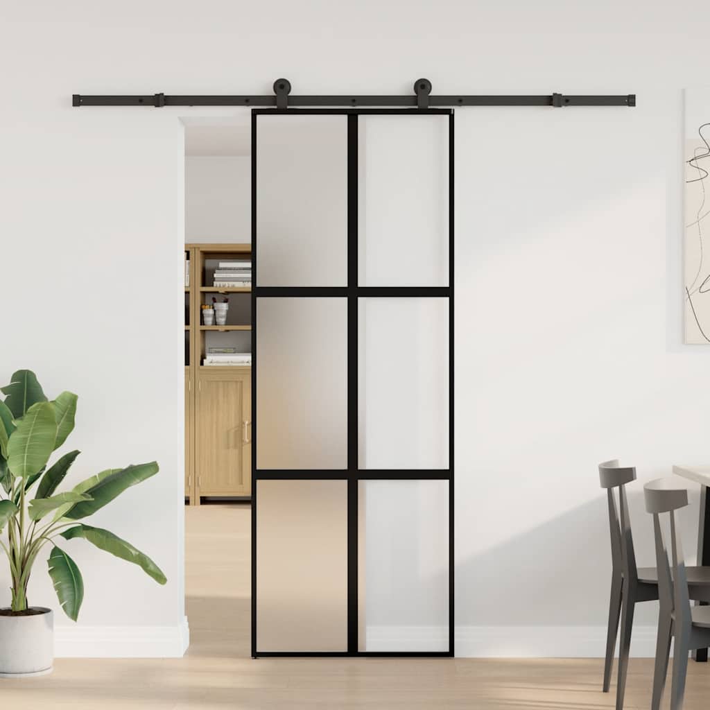 Klizna vrata s priborom 76 x 205 cm kaljeno staklo i aluminij