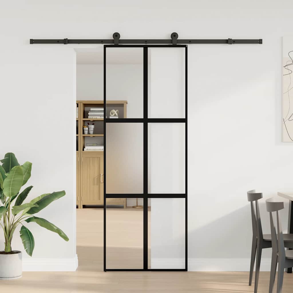 Klizna vrata s priborom 76 x 205 cm kaljeno staklo i aluminij