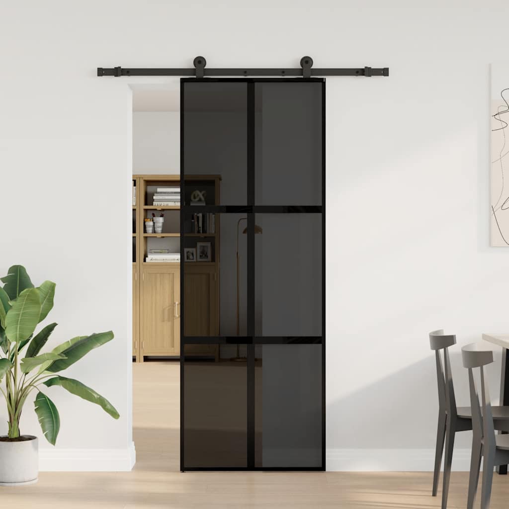 Klizna vrata s priborom 76 x 205 cm kaljeno staklo i aluminij