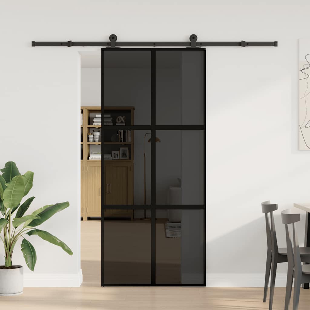 Klizna vrata s priborom 90 x 205 cmkaljeno staklo i aluminij