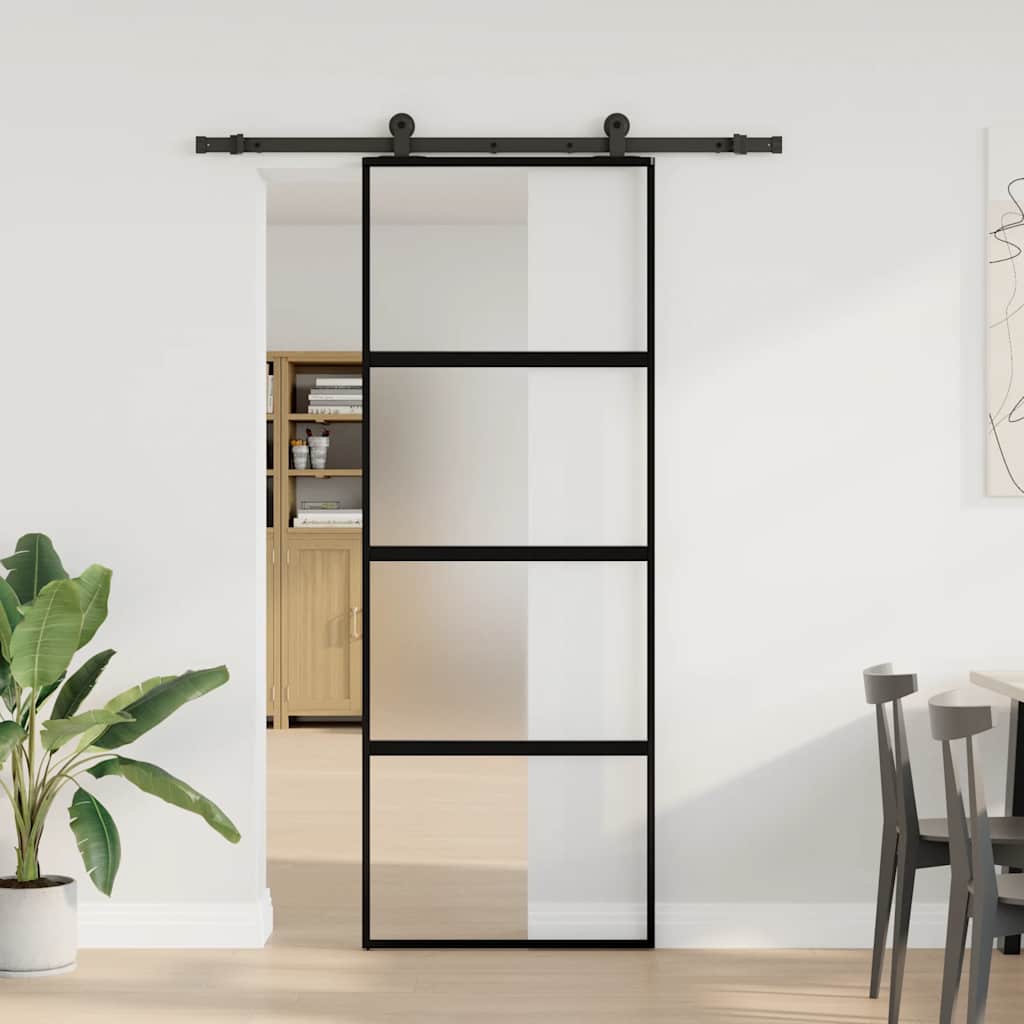 Klizna vrata s priborom 76 x 205 cm kaljeno staklo i aluminij