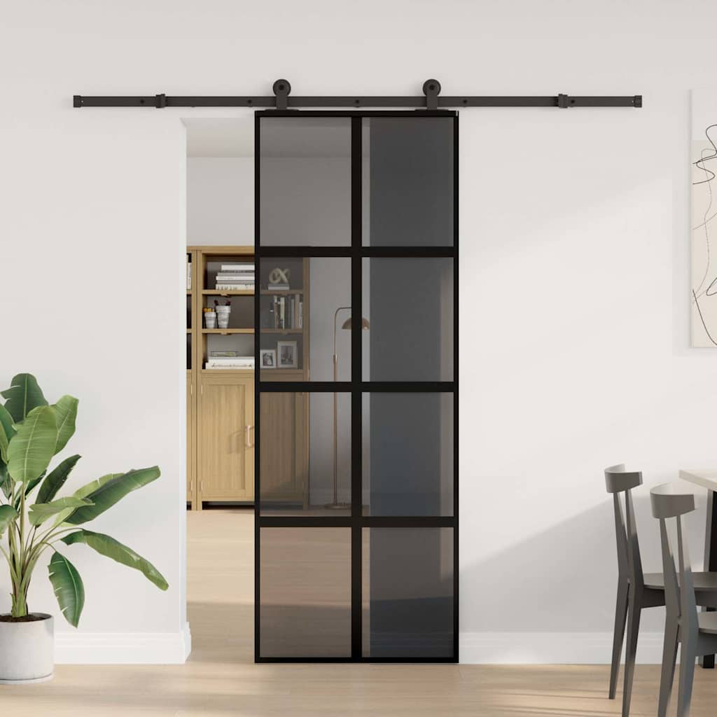 Klizna vrata s priborom 76 x 205 cm kaljeno staklo i aluminij