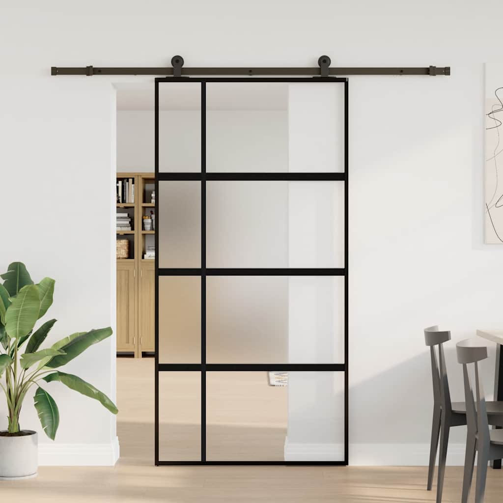 Klizna vrata s priborom 102,5x205 cm kaljeno staklo i aluminij