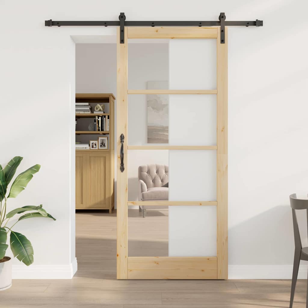 Klizna vrata ORKDAL Prirodna i crna 93 x 211 cm