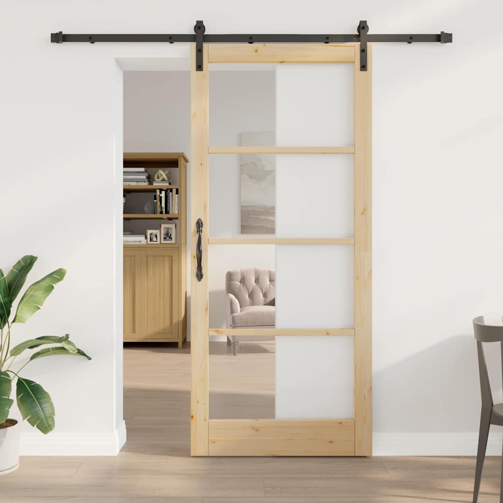 Klizna vrata ORKDAL Prirodna i crna 93 x 211 cm