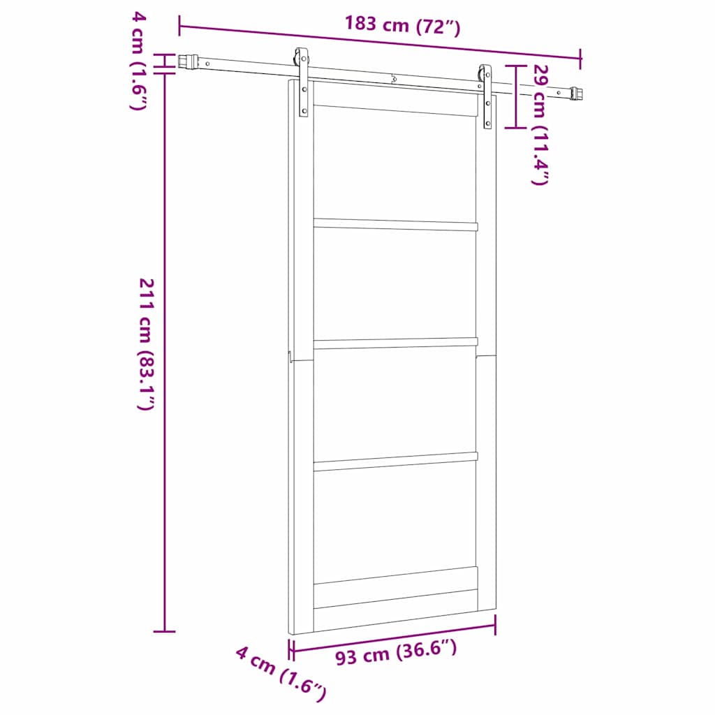 Klizna vrata ORKDAL Prirodna 93 x 211 cm