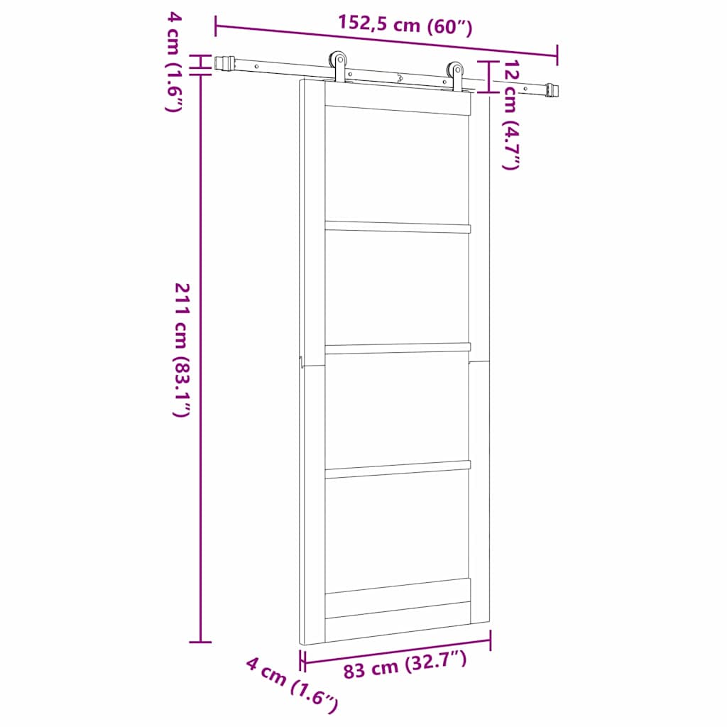 Klizna vrata ORKDAL Bijelo 83 x 211 cm