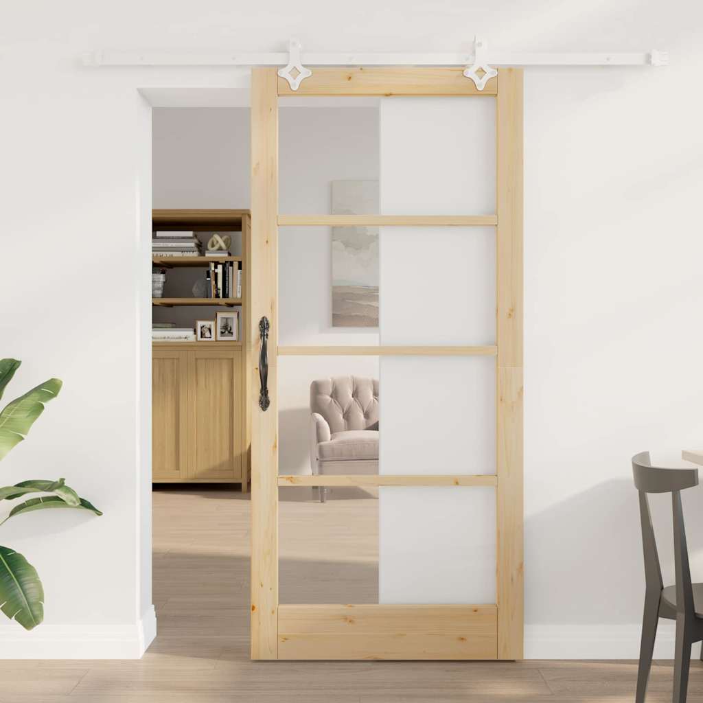 Klizna vrata Prirodna 93 x 202 cm Masivna borovina i staklo